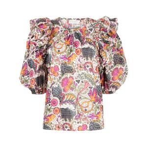 Rhode Nino Ruffle Lamu Mini Floral Puff Sleeve Detailing Blouse Top Size Large